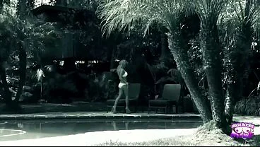 A blonde with a tight body gets spied on while masturbating and banging her man