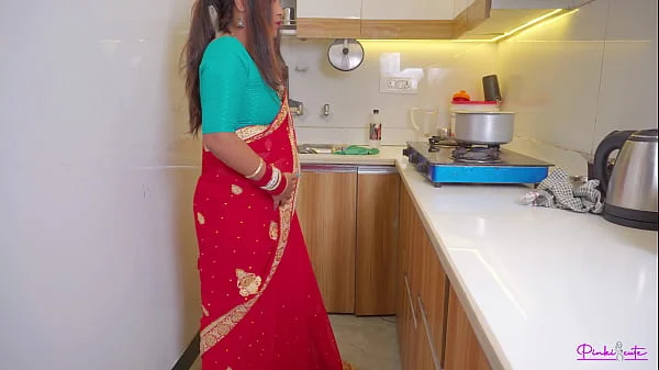 After Suhagrat- newly married Pinki bhabhi stripping saree in bathroom, she fucked hard and got cum in Pussy with Hindi Audio.