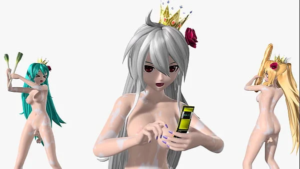 Hatsune Miku, Haku, Rin Triple Baka Project diva Nude Mod Full Nude