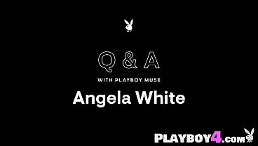 Gianna Dior peaceful striptease action after Angela White exposed big tits