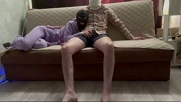 Hot homemade sex while watching a movie and a big cumshot on her face