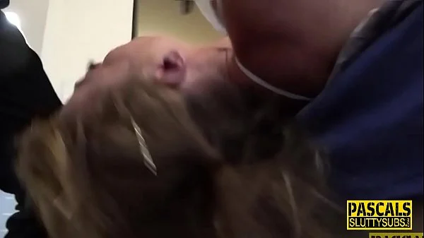 Kinky uniformed blonde slut gets throated