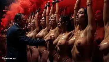 [AI-generated] Sex Rave (watch with sound) | Obedient Slave Girls Store – Chained Women Body Inspection, Groping & Selection