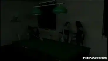 Leanna and Sonia Get Fucked in the Ass at a Pool Hall by One Guy
