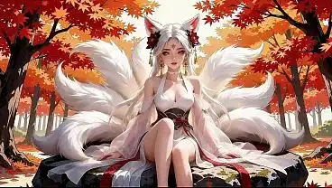 The cute little fox girl, do you like her? By the big fat guy… AI-generated